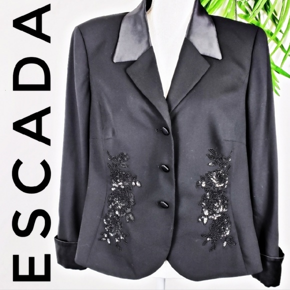 Escada Jackets & Blazers - Escada Embellished Evening Blazer Black Size 12/42